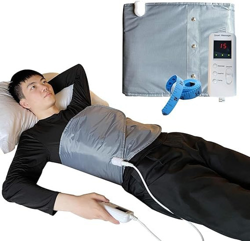 V ddhoger Belt with Hot Compress Vibrating Massage Function Health Care Tools Heating Massager Fitness Device (Silvery)