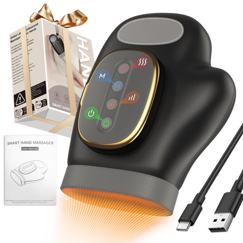 YNSZAS Professional Hand Massager with Heat Compression Therapy, 3 Massage 4 Temperatures 5 Compression Pain Relief Glove, Arthritis & Wrist Carpal Tunnel Neuropathy Circulation, Gifts for Women/Men