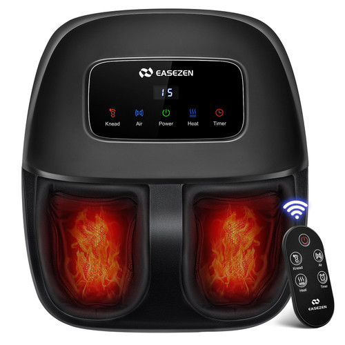 EaseZen Shiatsu Foot Massager Machine with Heat & Remote, 2026 Upgraded Deep Kneading, for Plantar Fasciitis, Neuropathy, FSA Eligible, Birthday Gifts for Women Mom Men Dad, Up to Foot Size 14