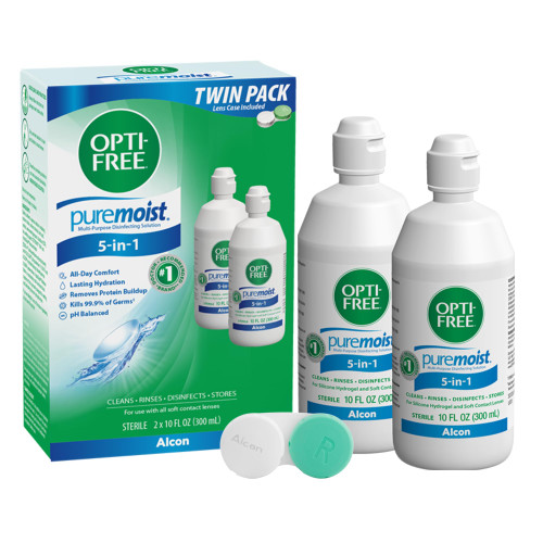 Opti-Free Puremoist Multi-Purpose Disinfecting Solution with Lens Case, 2 pack of 10 fl oz each