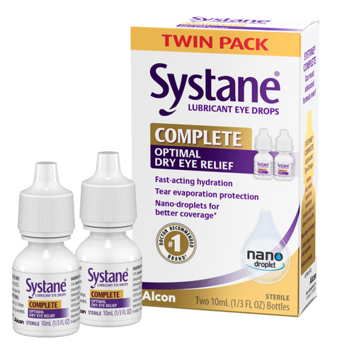 Systane Complete Lubricant Dry Eye Relief Drops, 0.34 Fl Oz, Twin Pack