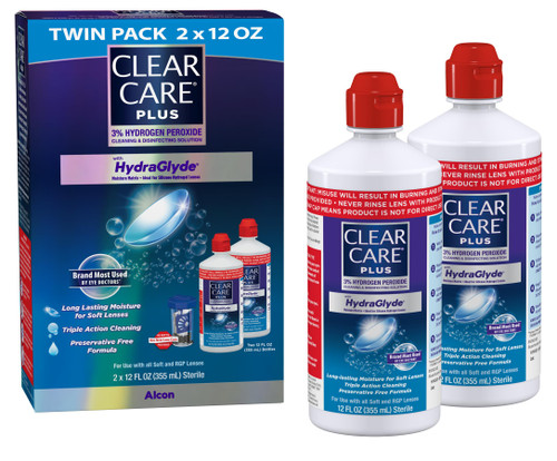 CLEAR CARE Plus Cleaning & Disinfecting Contact Lens Solution, 12 Oz 2 Pack