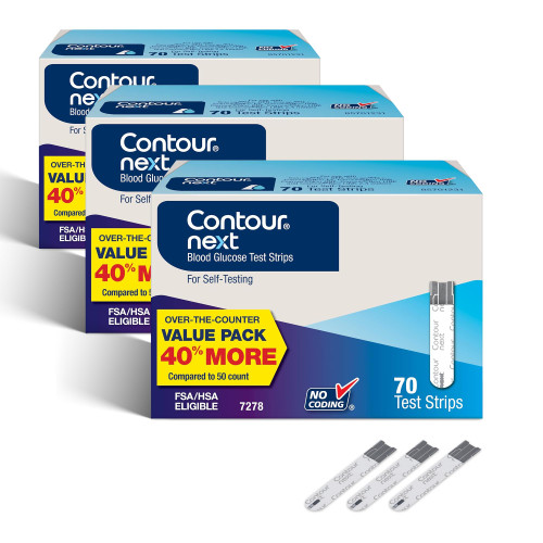 Ascensia Contour Next Blood Glucose Diabetes Test Strips 210 Count (3x70ct)