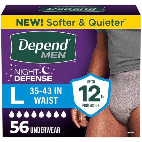 Depend Night Defense Adult Diapers for Men, Large, 56 Count