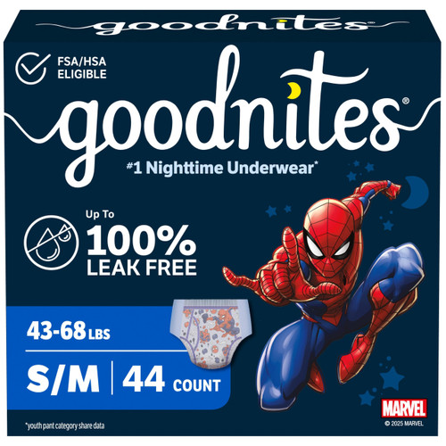 GoodNites Boys Nighttime Underwear, Size S/M, 44 Ct, 2 Packs of 22