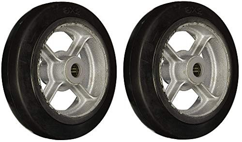 Wesco 150120 8" Diameter Cast Iron Center Moldon Rubber Wheel, 600-lb. Capacity, 2" Tread Width, 3/4" Bore, 2-3/16" Hub Diameter (2)