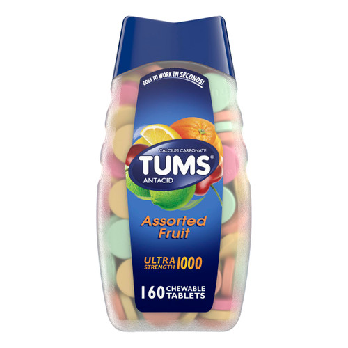 TUMS Smoothies Antacid Tablets, Heartburn Relief, Assorted Fruit, 160 Count