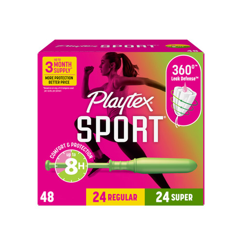 Playtex Sport Tampons, Multipack Regular/Super, Fragrance Free, 48 ct