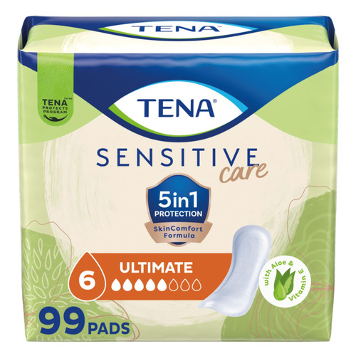 TENA Sensitive Care Ultimate Incontinence Pads for Women, Regualr, 99 ct