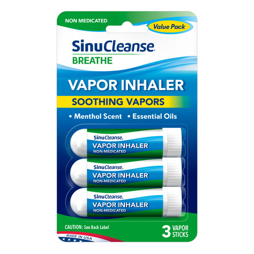 SinuCleanse Vapor Inhaler, Portable Non-Medicated Refreshing Vapors, 3 Pack