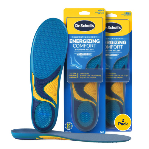 Dr. Scholl’s Energizing Comfort Men’s Insoles with Massaging Gel, 2 Pairs