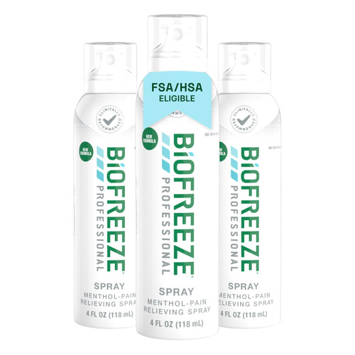 Biofreeze Professional Pain Relief Spray, Cooling Menthol, 4 FL OZ (3 Pack)