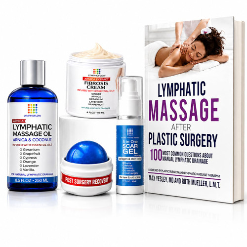 Bruizex Lymphatic Drainage Recovery Kit - Oil, Cream, Roller & Scar Gel