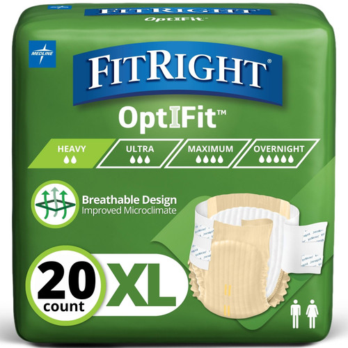 FitRight Adult Incontinence Briefs with Tabs, Moderate Absorbency, XL, 56" to 64", 20 Count