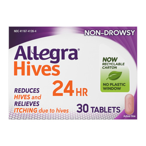 Allegra Adult Hives Antihistamine, Non-Drowsy, 24-Hour Tablets, 30-Count
