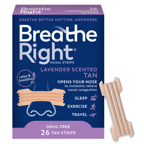 Breathe Right Nasal Strips, Relieves Nasal Congestion, Lavender Scent, Tan