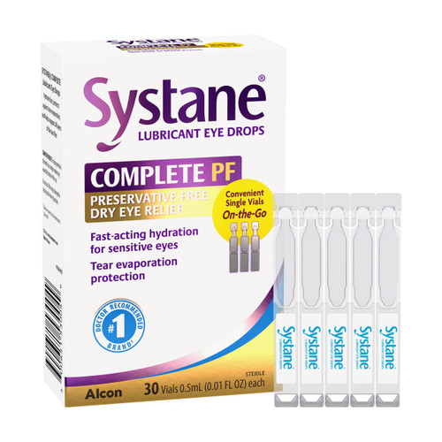Systane Complete Preservative Free Dry Eye Drops, 30 Ct Single Use Vials