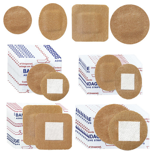 120Pcs Breathable Fabric Small Bandages, Round Oval and Square Flexible Adhesive Strips for Face and Small Wounds Protection Care