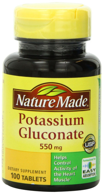 Nature Made Potassium Gluconate 550 mg, Dietary Supplement for Heart Health Support, 100 Count (Pack of 3)