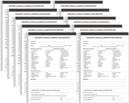 (10-Pack) Detailed Driver's Vehicle Inspection Report Book Format, 2-Ply Carbonless, 31 Sets of Forms per DVIR Log Book for Truck Drivers, 5.8" x 8.3"