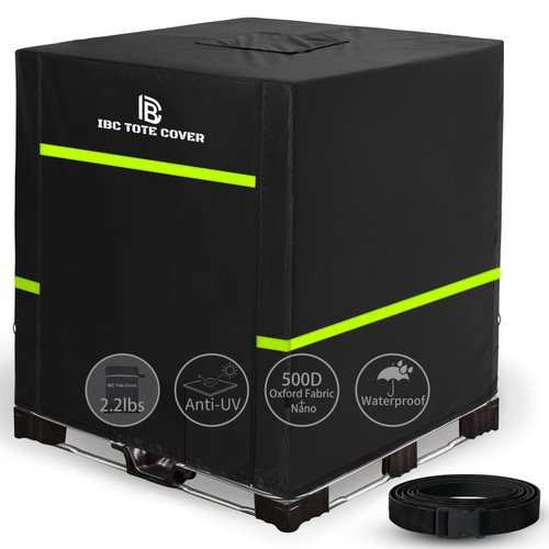 275 Gallon IBC Tote Cover, 500D Waterproof Thermal Cover, Zipper, Black