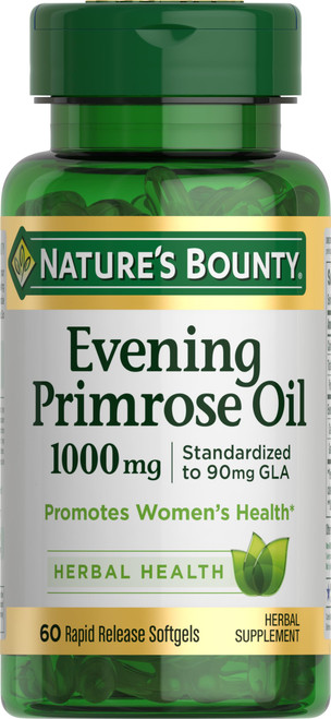 Nature's Bounty Evening Primrose Oil, Cold Pressed, 1000mg, 60 Count