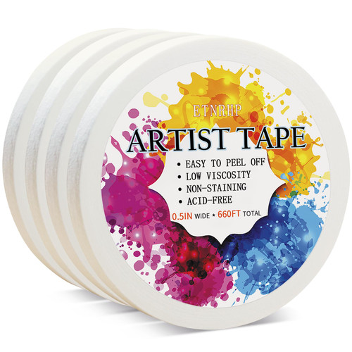 ETNRHP White Artist Masking Tape for Watercolor Paper Borders, 0.5in 660ft