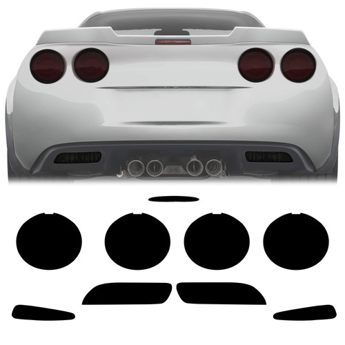 NDRUSH Smoked Taillight Rear Marker Lights Vinyl Tint Film Precut Overlay Tail Light Wrap Cover Compatible with Chevy Corvette 2005-2013