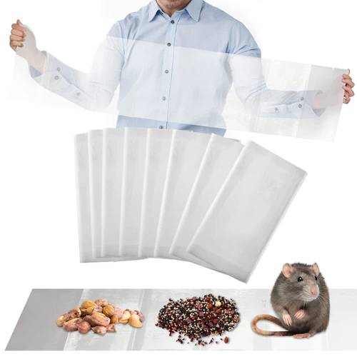 Qualirey 8 Pcs 47 Inch Ultra Large Sticky Mouse Glue Traps Sticky Rat Trap that Work for Rats Roaches Rodents Heavy Duty Pre Baited Mats Indoor Outdoor Catch Pest (Clear)