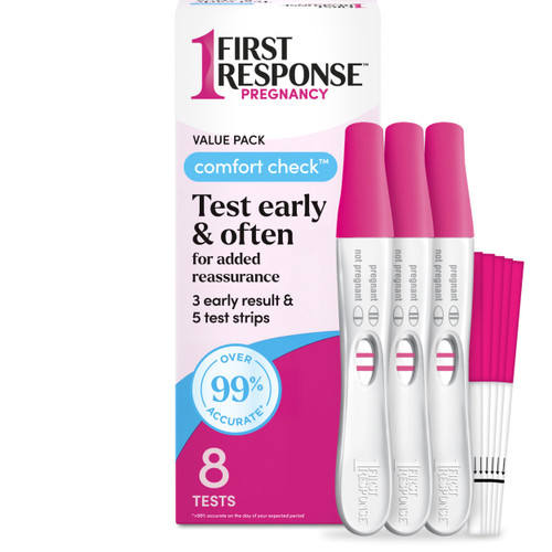 FIRST RESPONSE Comfort Check Pregnancy Test, 8 Count, Pink & White