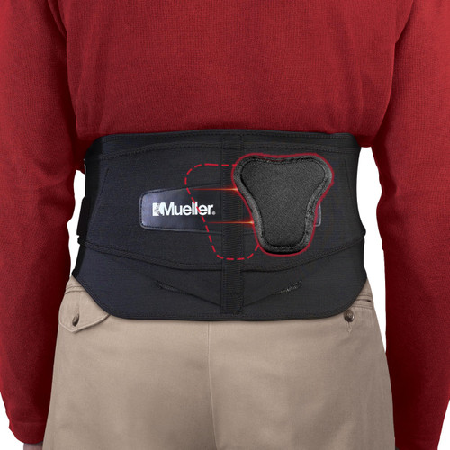 MUELLER Sports Medicine Adjustable Lumbar Back Brace with Removable Pad, Back Pain Relief Support for Men and Women, Ideal for Upper and Lower Back Pain, Sciatica, Scoliosis, Black, Plus Size