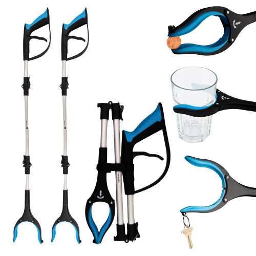 LIFE WORKS Reacher Grabber Tool, Senior Pickup, Long Trash Picker, 2-Pack