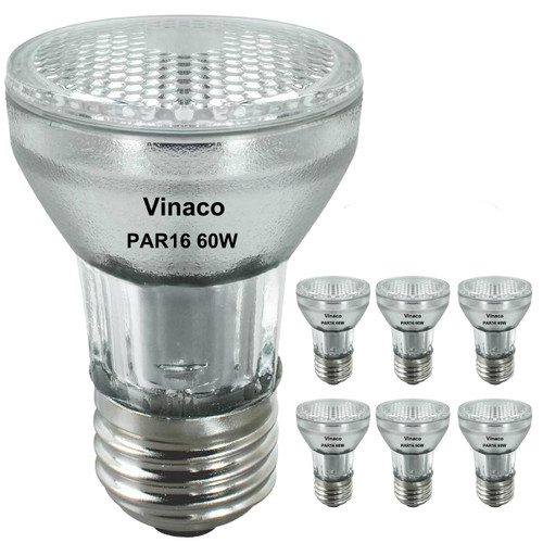 Vinaco Halogen PAR16 Flood Bulb Dimmable 60W 120V 2800K Warm White E26 Base