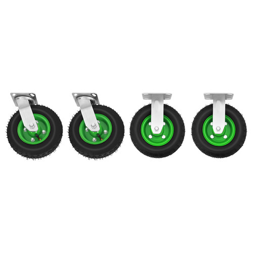 GXFCHYL Pneumatic Caster Wheels Set of 4, Heavy Duty Air Tires Rubber Wheel with Bolt on Includes 2 Rigid Fixed & 2 Swivel Caster for Carts, Workbenches & Furniture (8in)
