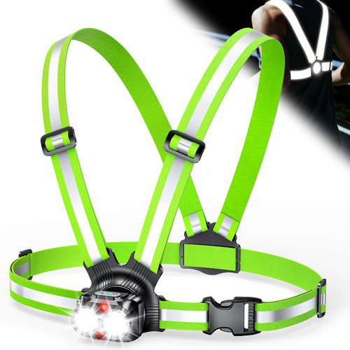 ISEYOU 800LM Running Lights for Runners, 6 Modes Running Light & IPX5 Waterproof, 45° Adjustable Tilt Rechargeable 360° Reflective Running Gear for Night Walking/Cycling/Jogging, 4-25Hrs Runtime