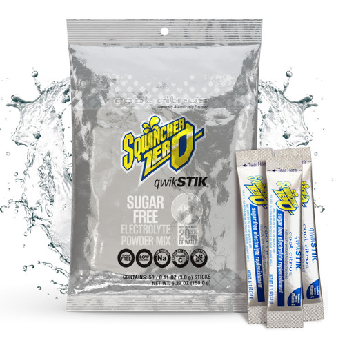 Sqwincher Qwik Stik, Sugar Free, Cool Citrus Flavor, .11oz Packet, 50 Pack