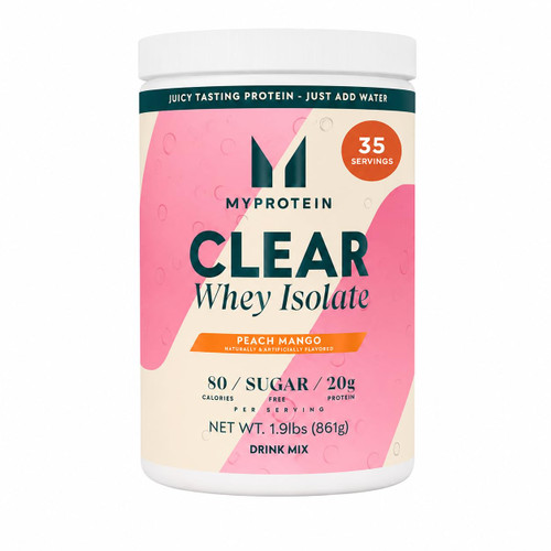 Myprotein Clear Whey Isolate Protein Powder, 35 Servings (1.9lbs) Peach Mango, 20g Protein per Serving, Naturally Flavored Drink Mix, Daily Protein Intake for Superior Performance