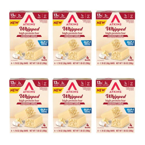 Atkins Whipped Bars, Creamy Coconut Flavor, 13g Protein, 24 Count
