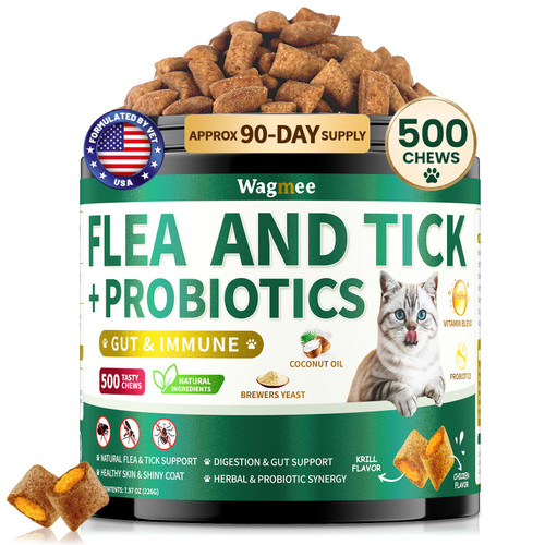 Flea and Tick Prevention for Cats Chews, 500 Crunchy & Creamy Flea Chews