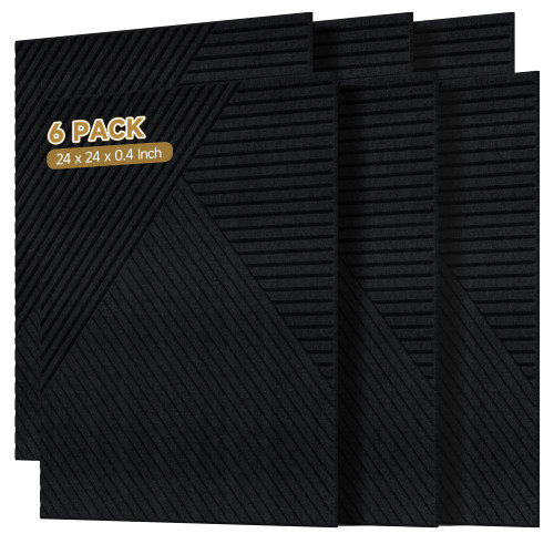 AUTORIFIC Acoustic Wall Panels,6 Pack,23.6"x23.6" Soundproof Panels,Black