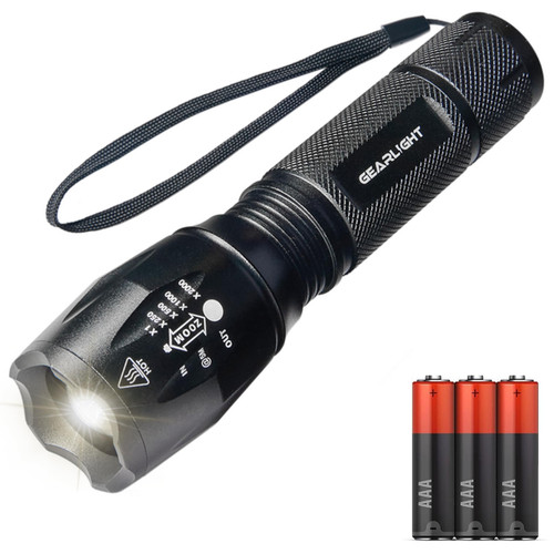 GearLight LED Flashlight Bright, Zoomable Tactical Flashlights with High Lumens and 5 Modes for Emergency and Outdoor Use -Camping Accessories -S1000 - S1000-1 Pack, (Batteries Included)