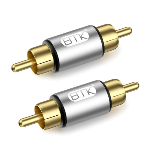 EMK RCA Coupler, 2-Pack Gold Plated RCA Male to Male Connector Adapter - for Audio Video AV Extension, Stereo, Home Theater, Speaker, TV, Amplifier