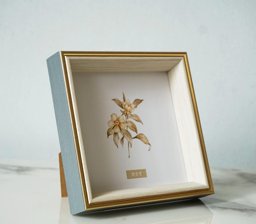 PLUSCHEN 5x5 Blue Beige Square Picture Frame, 5x5 Resin Photo Frame, Wall and Desktop Display Picture Frame, Plexiglass