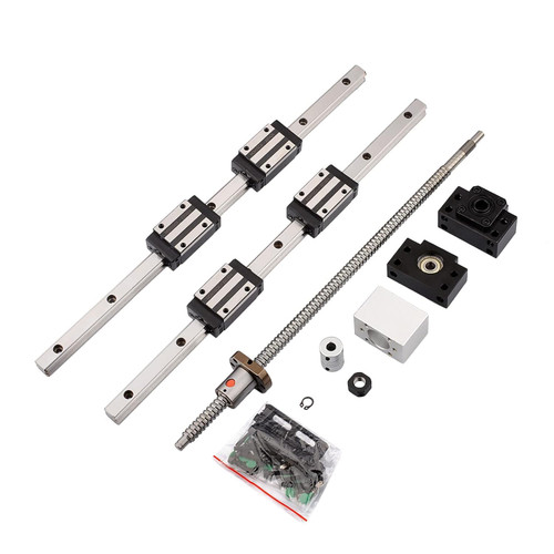 2Pcs 600MM HGR20 Linear Guide Rail with 4 Bearing Block,1Pcs 600MM SFU1204 Ball Screw with Metal Deflector Ball Screw Nut
