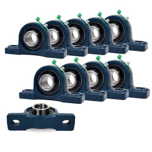 Jeremywell UCP205-16 Pillow Block Bearing (10 Pack), 1 inch Bore, 2 Bolt Flange Mounted, Solid Cast Iron Base, Self-Alignment
