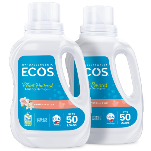 ECOS Laundry Detergent Liquid, Magnolia Lily, 50 Fl Oz (Pack of 2)
