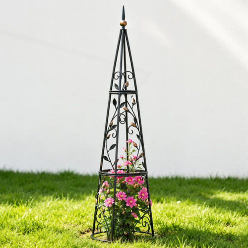 52.5in Metal Garden Obelisk Trellis, Sturdy Durable Climbing Plant Support