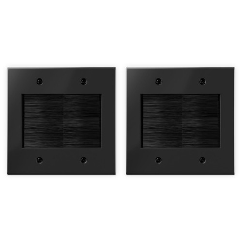 VCELINK 2 Gang Brush Wall Plate for Wall Mount TV, Black, 2 Pack