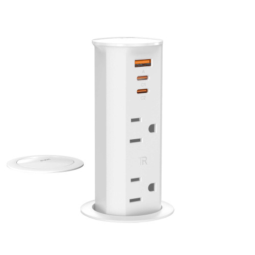ANNQUAN 2" Pop Up Outlet for Countertop 20W USB Ports 2 Outlets ETL Listed