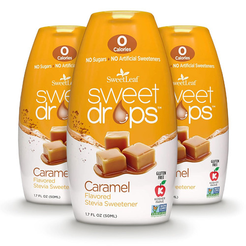 SweetLeaf Stevia Drops Liquid Sweetener, Caramel - 1.7 Fl Oz, Pack of 3